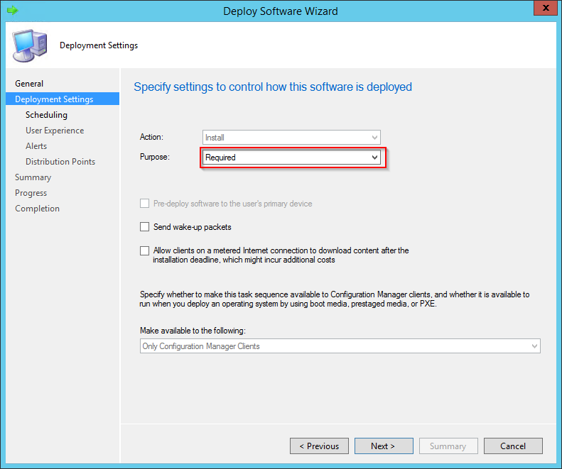 Allow packets. Primary user SCCM.